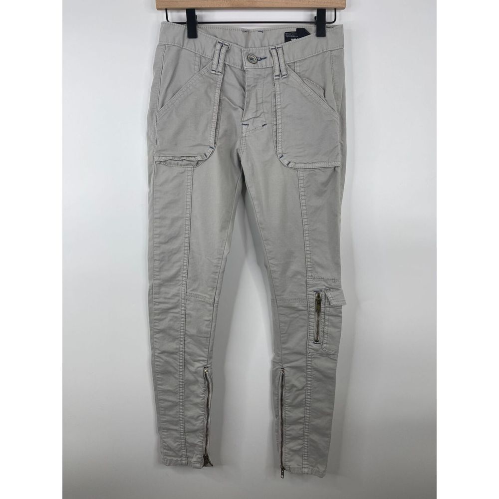 William Rast‎ Womens Skinny Cargo Pants Size 24 Tan Zippers Pockets